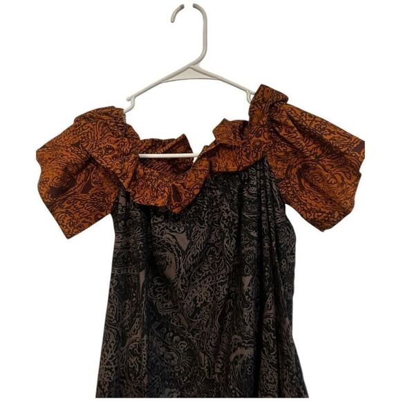 Free People Sophie Printed Off Shoulder Mini Dress Size XS Nvy Blue Boho Beachy - Picture 8 of 14